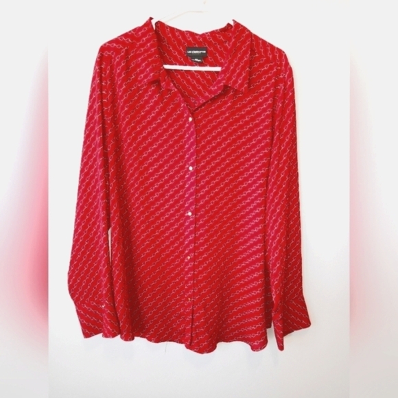 Liz Claiborne Tops - Liz Claiborne womens XXL red heart button down long sleeve blouse office wear